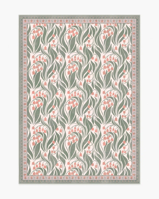 Lila Cream & Coral Rug