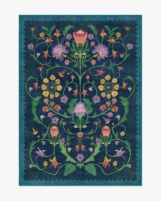 Protea Blue Rug by Iris Apfel