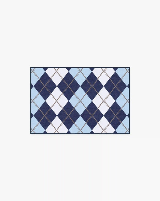 Teddy Bear Argyle Navy & Blue Rug by Humberto Leon