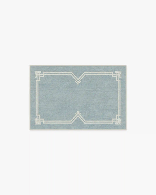 Chrysler Border Chambray Blue Rug by The Hiltons