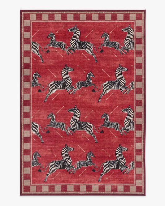 Zebras Red Rug by Scalamandré