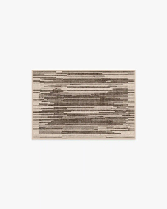 Striated Border Brown Rug