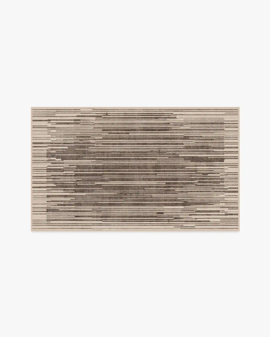 Striated Border Brown Rug