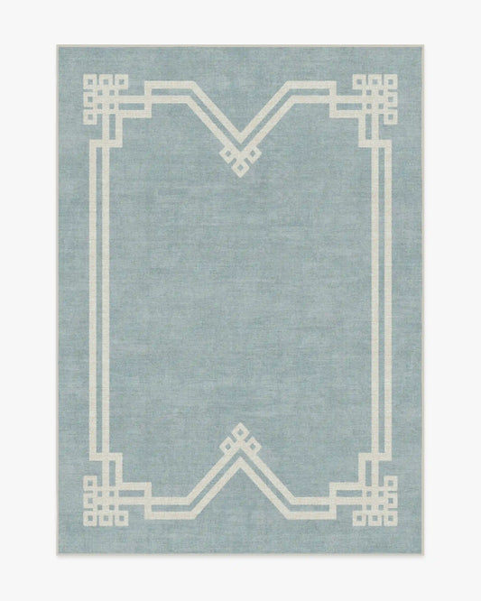 Chrysler Border Chambray Blue Rug by The Hiltons